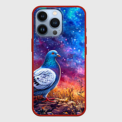 Чехол для iPhone 13 Pro Голубь в космосе, цвет: 3D-красный