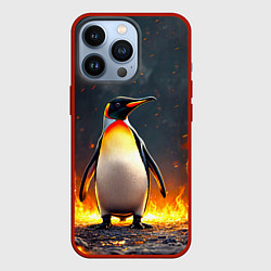 Чехол для iPhone 13 Pro Пингвин в огне, цвет: 3D-красный