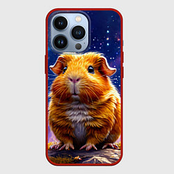 Чехол для iPhone 13 Pro Морская свинка в космосе, цвет: 3D-красный