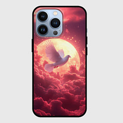 Чехол для iPhone 13 Pro Голубь на фоне луны, цвет: 3D-черный