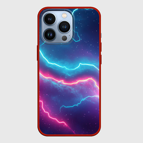 Чехол iPhone 13 Pro Молнии - текстура / 3D-Красный – фото 1
