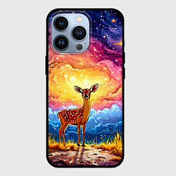Чехол для iPhone 13 Pro Олень и космическое небо, цвет: 3D-черный