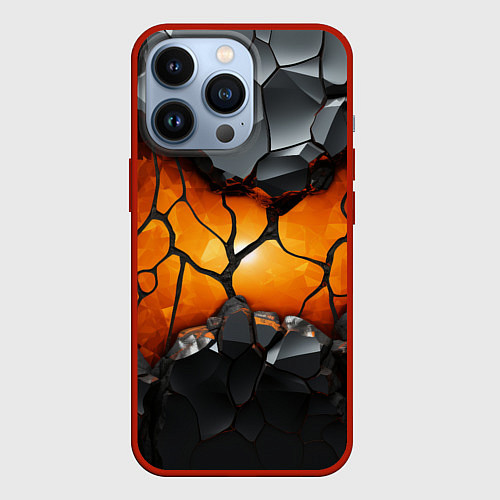 Чехол iPhone 13 Pro Разбитая матовая текстура / 3D-Красный – фото 1