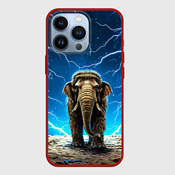 Чехол для iPhone 13 Pro Мамонт и разряды молний, цвет: 3D-красный