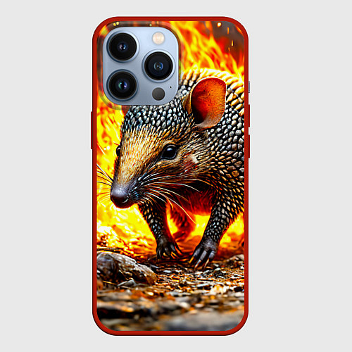 Чехол iPhone 13 Pro Броненосец в огне / 3D-Красный – фото 1