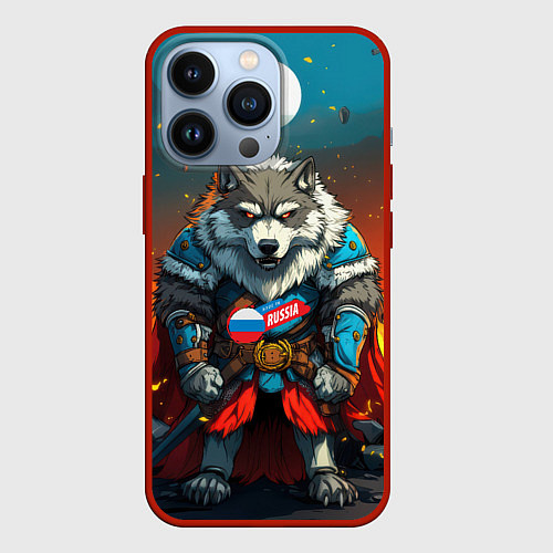 Чехол iPhone 13 Pro Wolf Russia / 3D-Красный – фото 1