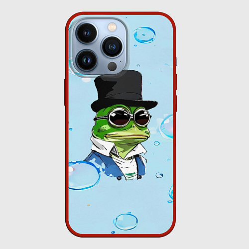 Чехол iPhone 13 Pro Pepe в шляпе / 3D-Красный – фото 1