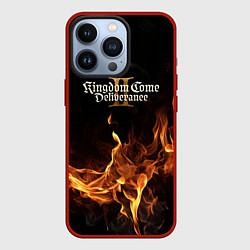 Чехол для iPhone 13 Pro Kingdom Come Deliverance 2 лого и огонь, цвет: 3D-красный