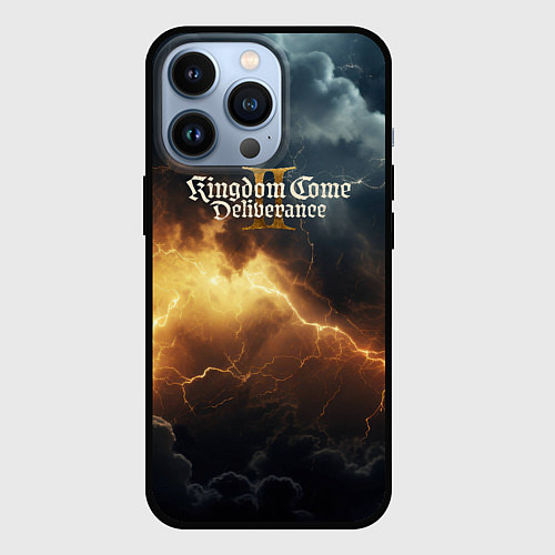 Чехол iPhone 13 Pro Kingdom Come Deliverance 2 лого на черном небе / 3D-Черный – фото 1