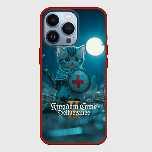 Чехол iPhone 13 Pro Kingdom Come Deliverance 2 котик рыцарь / 3D-Красный – фото 1