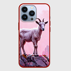 Чехол для iPhone 13 Pro Козлик в розовом свете, цвет: 3D-красный