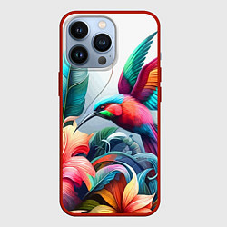 Чехол для iPhone 13 Pro Райская птица - тропики, цвет: 3D-красный