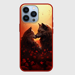 Чехол для iPhone 13 Pro Волчья страсть, цвет: 3D-красный