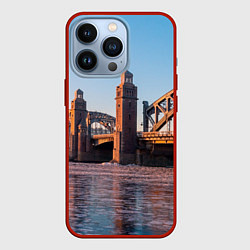 Чехол для iPhone 13 Pro Большеохтинский мост в Санкт-Петербурге, цвет: 3D-красный