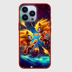 Чехол для iPhone 13 Pro Битва Соника и Шэдоу в космосе в фильме, цвет: 3D-красный