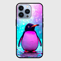 Чехол для iPhone 13 Pro Пингвин в неоновых искрах, цвет: 3D-черный