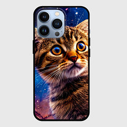 Чехол для iPhone 13 Pro Шотландская прямоухая кошка в космосе, цвет: 3D-черный