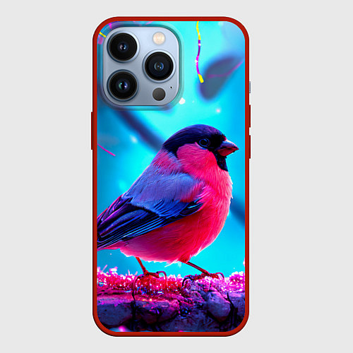 Чехол iPhone 13 Pro Розовый снегирь / 3D-Красный – фото 1