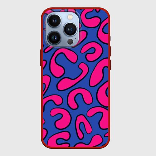 Чехол iPhone 13 Pro Цветные каракули / 3D-Красный – фото 1