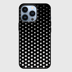 Чехол для iPhone 13 Pro Градиент белых звезд на черном, цвет: 3D-черный