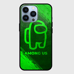 Чехол для iPhone 13 Pro Among Us - green gradient, цвет: 3D-черный