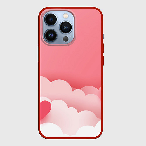 Чехол iPhone 13 Pro Облака любви / 3D-Красный – фото 1