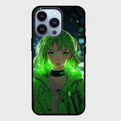 Чехол iPhone 13 Pro Аниме девушка с зелеными волосами