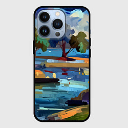 Чехол для iPhone 13 Pro Летний пейзаж маслом, цвет: 3D-черный