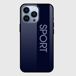 Чехол для iPhone 13 Pro Sport тёмно-синий вертикальная полоса, цвет: 3D-черный