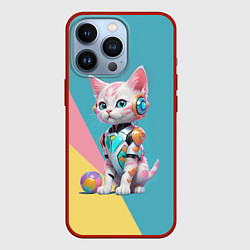 Чехол для iPhone 13 Pro Кибер котёнок с мячиком - милашка, цвет: 3D-красный