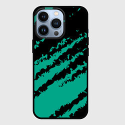 Чехол для iPhone 13 Pro The color is black and turquoise, цвет: 3D-черный