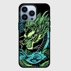 Чехол для iPhone 13 Pro Ирезуми - неоновый японский дракон, цвет: 3D-черный