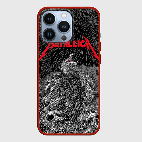 Чехол iPhone 13 Pro Metallica - scavenger on the skull / 3D-Красный – фото 1