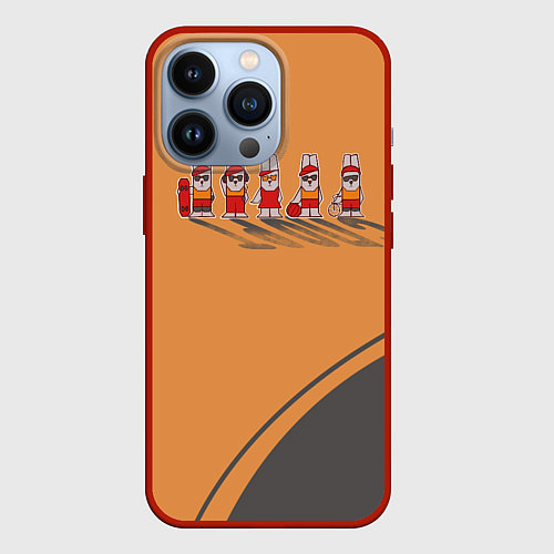 Чехол iPhone 13 Pro Пять спортивных кроликов / 3D-Красный – фото 1