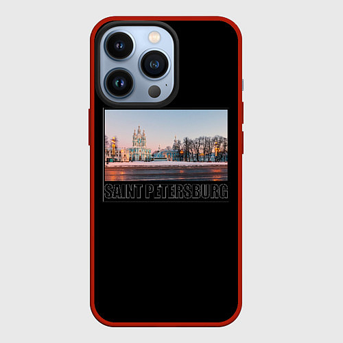 Чехол iPhone 13 Pro Санкт-Петербург Смольный собор / 3D-Красный – фото 1
