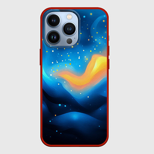 Чехол iPhone 13 Pro Синяя волнистая абстракция текстура / 3D-Красный – фото 1