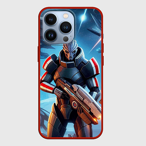 Чехол iPhone 13 Pro Mass Effect - space fantasy / 3D-Красный – фото 1
