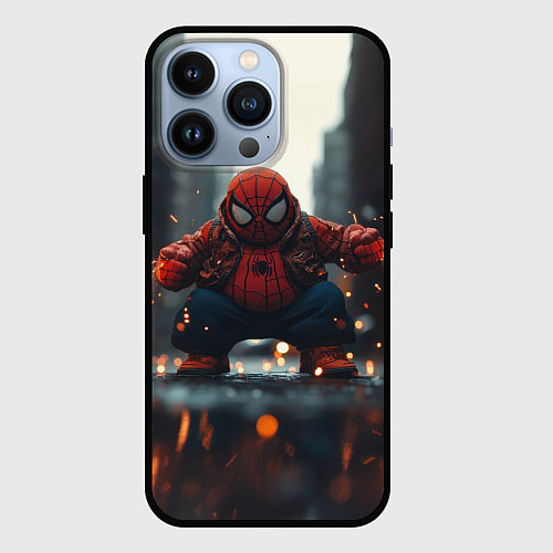 Чехол iPhone 13 Pro Толстый злой человек-паук / 3D-Черный – фото 1