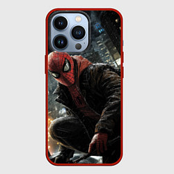 Чехол для iPhone 13 Pro Человек-паук и поздняя ночь, цвет: 3D-красный
