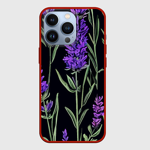 Чехол iPhone 13 Pro Лаванда винтажный узор / 3D-Красный – фото 1