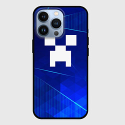 Чехол для iPhone 13 Pro Minecraft blue poly, цвет: 3D-черный