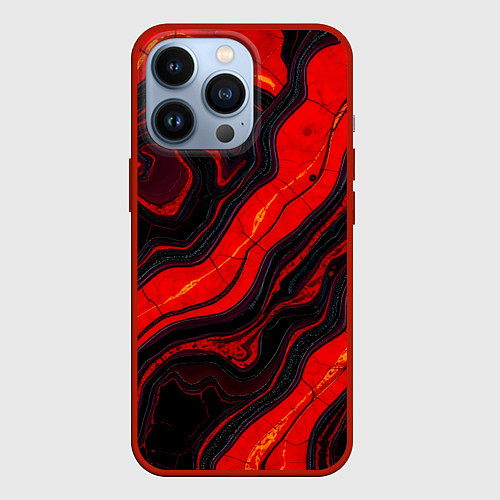 Чехол iPhone 13 Pro Срез магматической породы / 3D-Красный – фото 1