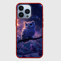 Чехол для iPhone 13 Pro Ночная сова на ветке, цвет: 3D-красный