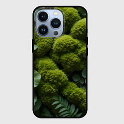 Чехол для iPhone 13 Pro Зеленый мох и листья, цвет: 3D-черный