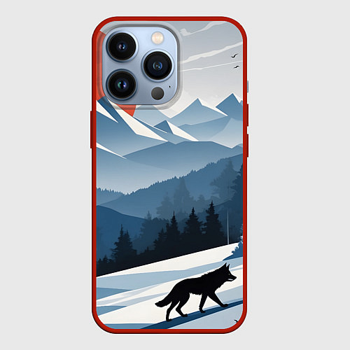 Чехол iPhone 13 Pro Лиса в горах / 3D-Красный – фото 1