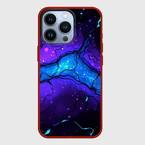Чехол iPhone 13 Pro Синяя звездная полоса в плите текстура / 3D-Красный – фото 1