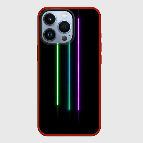 Чехол iPhone 13 Pro Neon stripes / 3D-Красный – фото 1