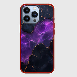 Чехол для iPhone 13 Pro Фиолетовый разлом с молниями, цвет: 3D-красный