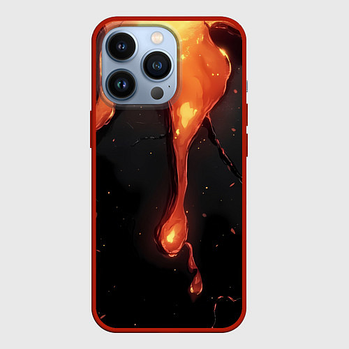 Чехол iPhone 13 Pro Оранжевая стекающая лава / 3D-Красный – фото 1