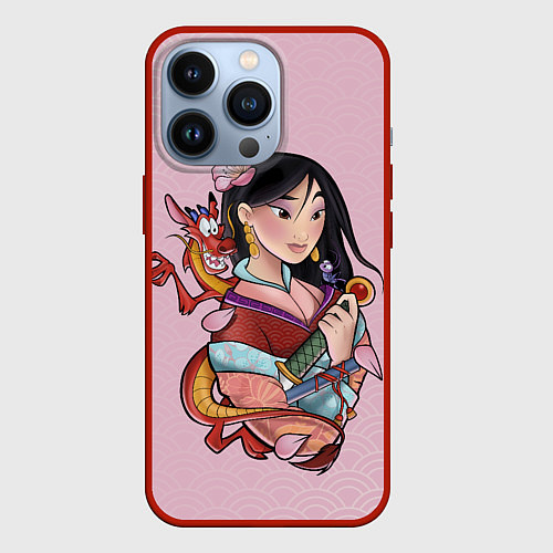 Чехол iPhone 13 Pro Красивая Мулан и Мушу - big pictures / 3D-Красный – фото 1